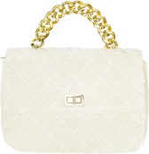 Luxe teddy tas groot - schoudertas - handtas - gouden chain - verstelbare riem - wit - tas - designer - mode - -cadeau
