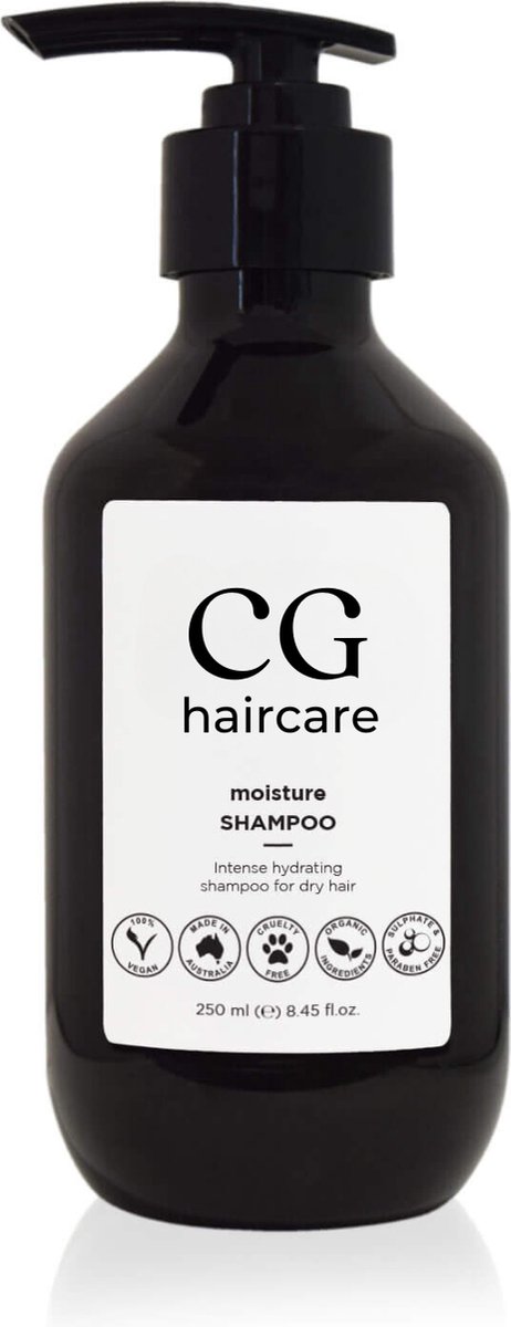 CG Haircare Moisture Shampoo - 99,5% Natuurlijk – Voor Droog Haar & Droge Hoofdhuid – Met Jojoba, Quinoa & Ginseng – Hydraterend & Versterkend – Zonder Siliconen & Sulfaten – Vegan – 250 ml
