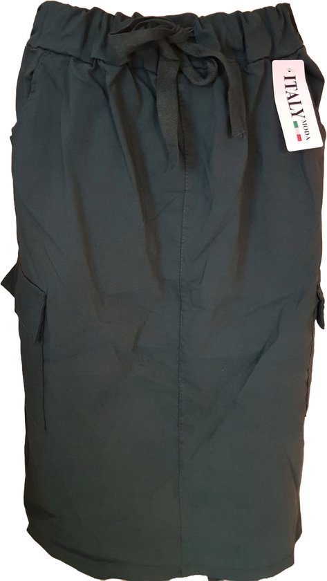 Dames cargo rok met aantrekkoord dennen groen plus size 42/48