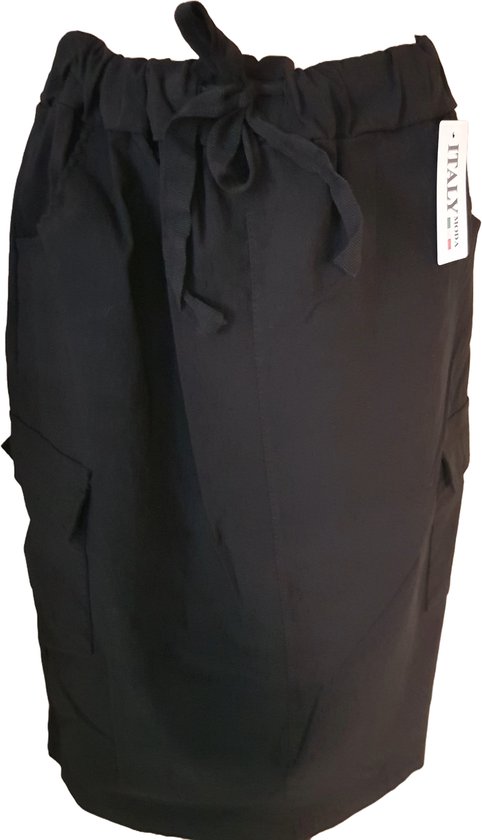 Dames cargo rok met aantrekkoord zwart plus size 42/48