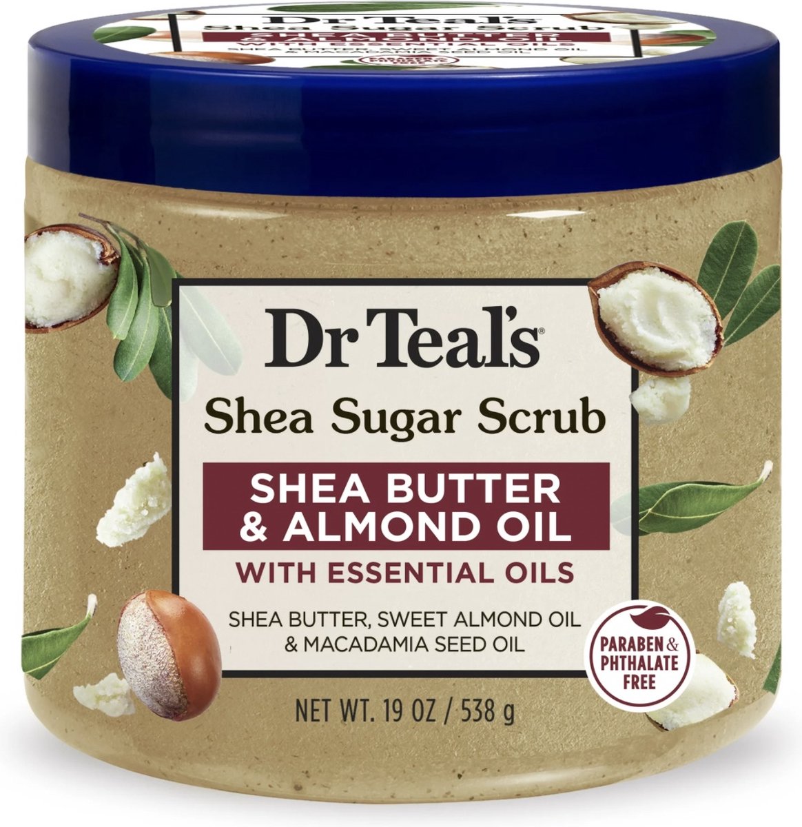 Dr Teal's - Shea Sugar Body Scrub with Shea Butter, Almond Oil and Essential Oils - 538gr