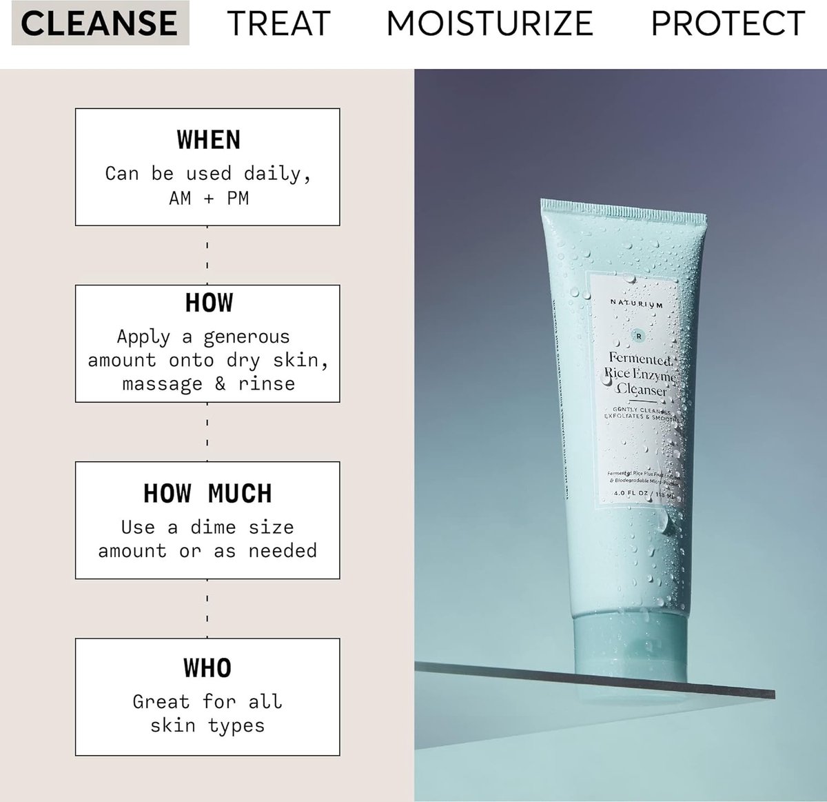 Naturium Fermented Rice Enzyme Cleanser - Plus Fruit Enzymes & Biodegradable Micro-Powders - Verlicht de huid - Gezichtscleanser - 120ml