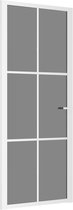 The Living Store Binnendeur - Getemperd glas - 83 x 201.5 cm - Donker - Modern design - Wit/donker - Aluminium frame