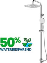 EcoRain - Ensemble de douche à effet pluie à économie d'eau 30 cm Tyler Round - Sans robinet - Acier inoxydable - Chrome - Messing