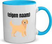 Akyol - hond met eigen naam koffiemok - theemok - blauw - Honden - honden liefhebbers - mok met eigen naam - iemand die houdt van honden - verjaardag - cadeau - kado - 350 ML inhoud