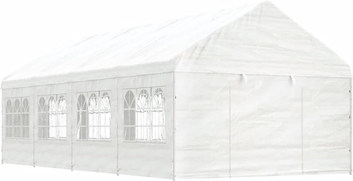 The Living Store wit polyetheen prieel met dak 8,92x4,08x3,22 m voor tuin en buitenleven.