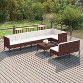 The Living Store Loungeset Garden Furniture - 3-Piece Modular - Brown - PE-rattan - Coated Steel