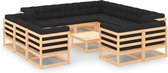 The Living Store Pallet Loungeset - Onbehandeld Grenenhout - Antraciet - 70x70x67 cm - Modulair Design