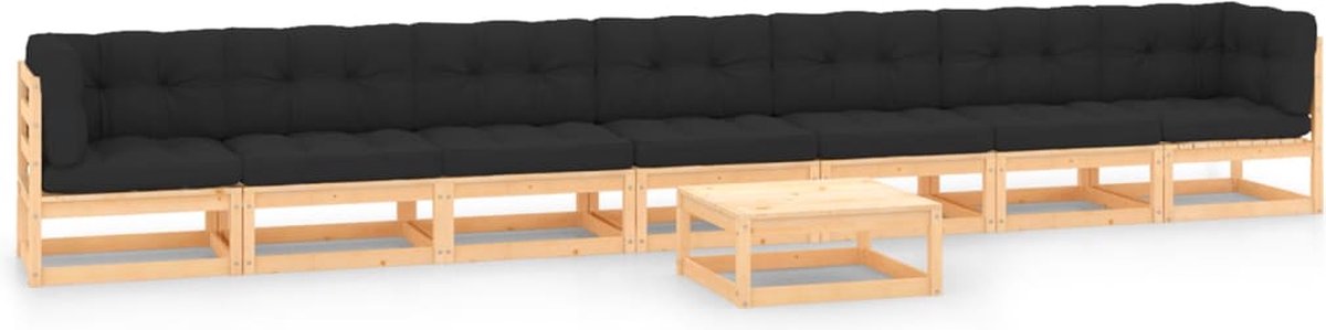 The Living Store 8-delige Loungeset met antracietkleurige kussens grenenhout - Loungeset - Tuinmeubels - Pallets - Grenenhout - Outdoor Furniture