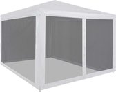 The Living Store Partytent met mesh zijwanden - 3x3x2.55m - waterdicht - UV-bestendig - inclusief bevestigingsaccessoires - wit/zwart - PE/staal
