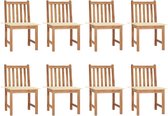 Ensemble de chaises de jardin The Living Store - Bois de teck - Robuste - 50x53x90cm - Comprenant 8 chaises et coussins