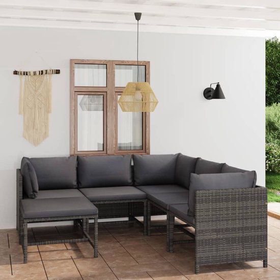Beo Kussens Loungeset Tuin Monaco (8-delig) | Outdoor Kussen waterafstotend | Tuinkussens Rattan-Meubilair met Ritssluiting | Geschikt voor de Allibert Tuinset Lounge | Groot Kussen Grijs