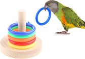 Jouet interactif pour oiseaux : bâton avec 5 Bagues pour perroquets et Vogels