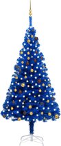 The Living Store Kunstkerstboom Blauw 240 cm - PVC - LED-verlichting - Incl - kerstballen en piek