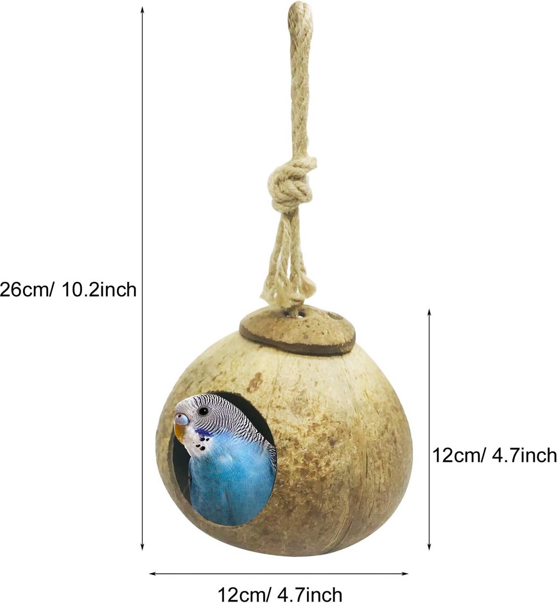 3 STKS Natuurlijke Kokosnoot Shell Vogel Nest Natuurlijke Kokosnoot Vogel Swing Speelgoed Vogel Hamster Fokken Nest Voor Kooi Nest Accessoires Speelgoed Voor Parkiet Valkatiel Parakiet Papegaai