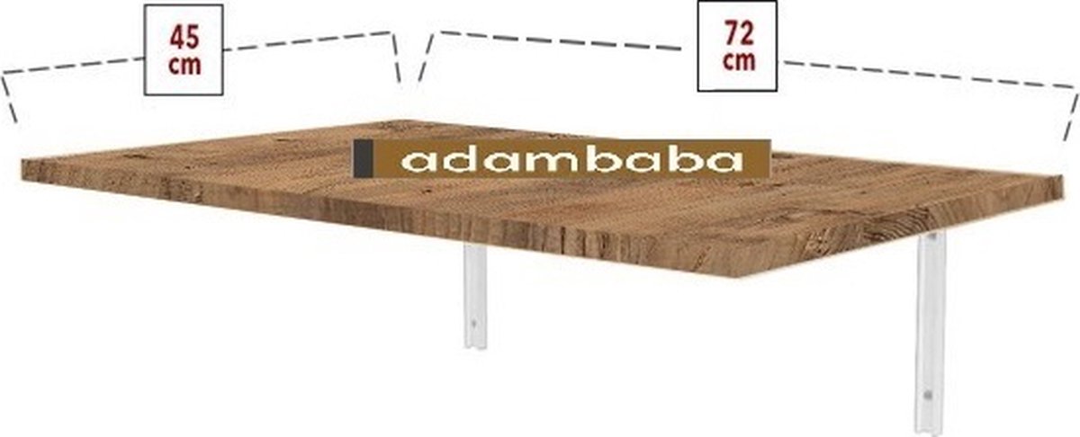 Adambaba - Wand Bureau - Klaptafel - Wandtafel - Keukentafel - Balkontafel - Bureau - 72 X 45 Cm - Atlas Pijnboom