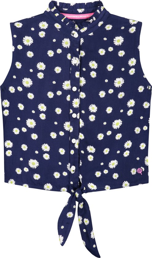 Quapi blouse korte mouwen Anisa blauwe bloemenprint - maat 110/116