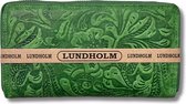 Lundholm portemonnee dames met rits leer groot groen met bloemen patroon - luxe portefeuille dames met rits RFID - ritsportemonnee vrouwen RFID bescherming