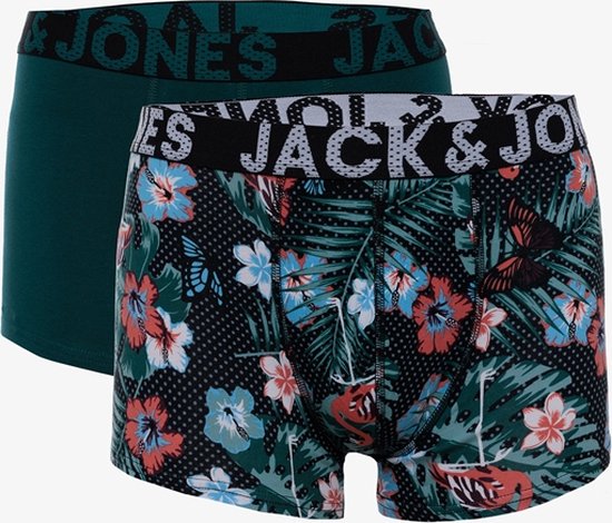 Jack & Jones boxershorts 2-pack bloemenprint - Zwart - Maat S