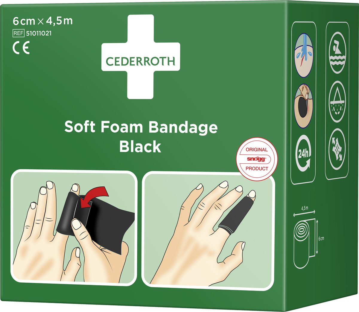 Goedkoopste CEDERROTH - Soft foam bandage zwart - 6cm breed x 4,5 meter - zacht schuimverband
