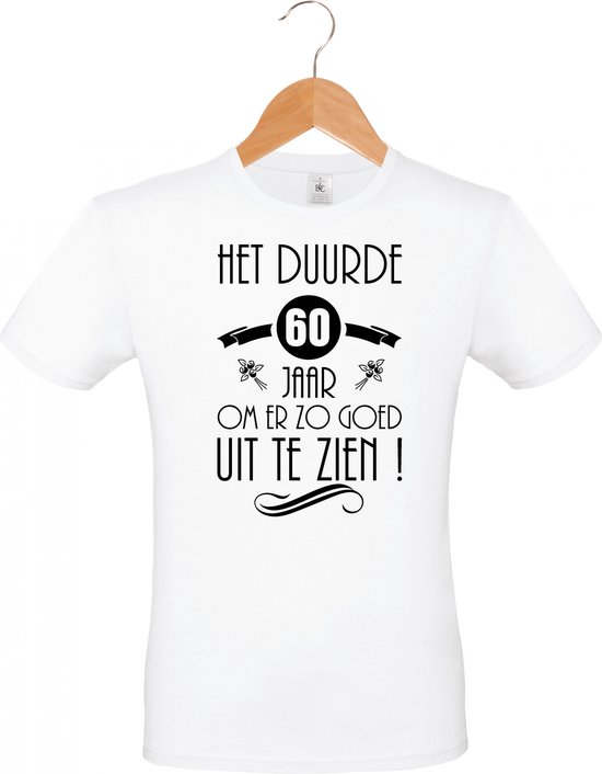 Het duurde 60 jaar - unisex - T-shirt - 100% katoen - BBQ - barbecue - verjaardag en feest - cadeau - kado - unisex - WIT - maat M