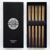 KoreanVibe Chopsticks Set - Eetstokjes - Vaatwasserbestendig - RVS - 5Paar - Goud