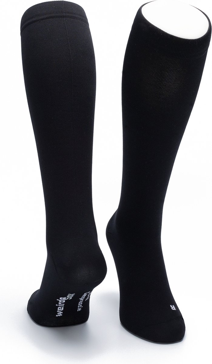 WeirdoSox - Compressie sokken - 38cm Hoog - Steunkousen voor vrouwen en mannen - 1 paar - Zwart 39/42 - Ideaal als compressiekousen hardlopen - compressiekousen vliegtuig