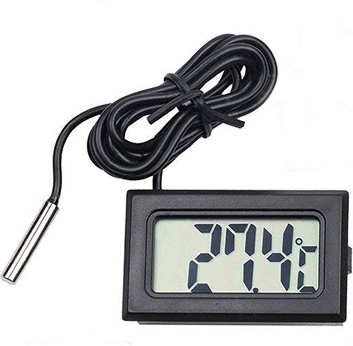 Digitale Thermometer met Meetsonde | geschikt voor o.a. koelast, aquarium, zwembad, vriezen etc. | Meetsonde -5ºC - +70ºC | 1 Meter Kabel - ’merkloos’