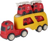Vrachtwagen Sleepwagen + 4 brandweerwagens Cartoon Bioplastik MEGA CREATIVE