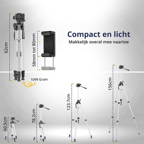 Studio ME Telefoon Statief 156 cm - Grijs - Tripod Smartphone ...