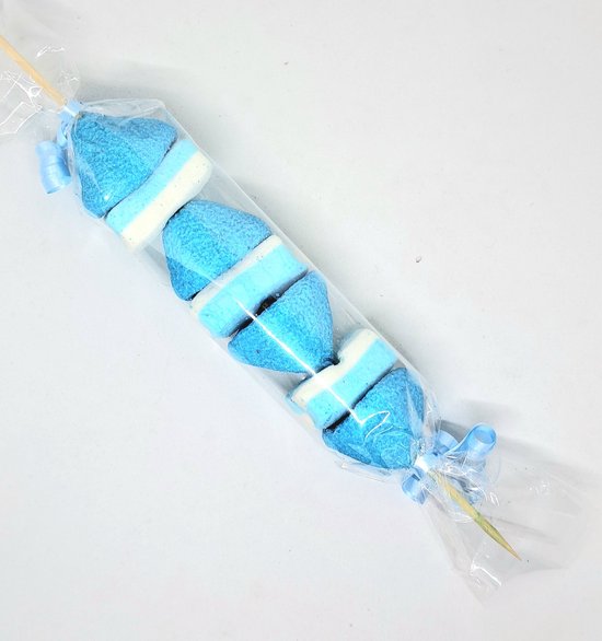 Foto: Blauwe brochettes van spekken 10 stuks voor babyshower geboortefeestje en kraamfeest