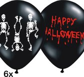 Scary Halloween ballonnen mix, 6 st., latex, skeletjes, bloed