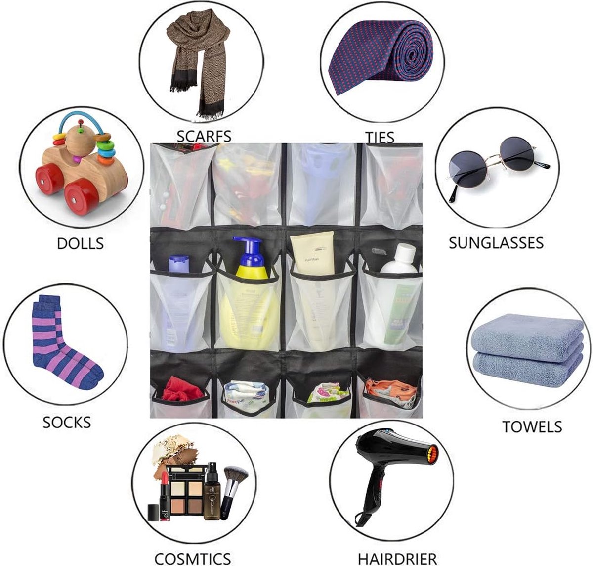 ZHYUAN 2 stuks organizer voor boven de deur voor schoenen, met haken, over de deur, schoenenorganizer, met 6 vakken, schoenenopslag, hangend, ruimtebesparend, schoenenopslag, organizer, voor