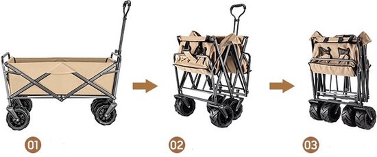 Bolderkar - 8 inch - Inklapbaar - Handkar - Transportkar - Gereedschapskar - Met verstelbare handgreep - Draagvermogen 150 kg - Inhoud 150 L - Zwart van Opvouwbare Bolderkar — afbeelding 2
