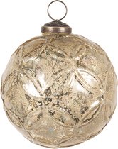 HAES DECO - Kerstbal - Formaat Ø 10x10 cm - Kleur Goudkleurig - Materiaal Glas - Kerstversiering, Kerstdecoratie, Decoratie Hanger, Kerstboomversiering