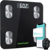 Tunturi Smart Scale - Balance - Bluetooth - 180 kg Poids utilisateur - Pèse-personne avec application - avec analyse corporelle et moniteur de fréquence cardiaque