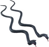 Chaks nep cobra slangen 35 cm - zwart - 4x stuks - griezel/horror thema decoratie dieren