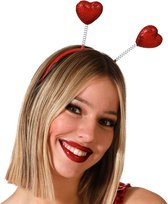 Atosa Verkleed diadeem Rode Valentijn hartjes - dames - met glitters - Vrijgezellenfeest