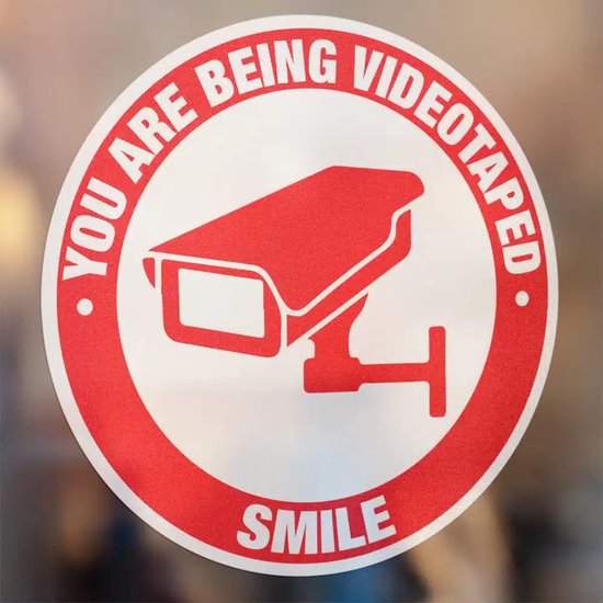 Camera Beveiligingsticker Rond Rood - Set van 3 Stickers - 5 x 5 cm | bol