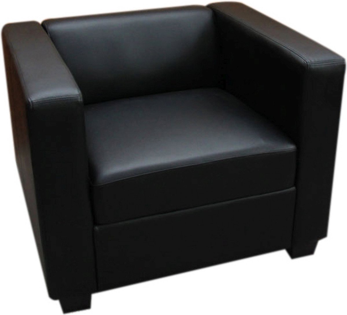 Fauteuil Loungefauteuil Lille ~ Leer, zwart