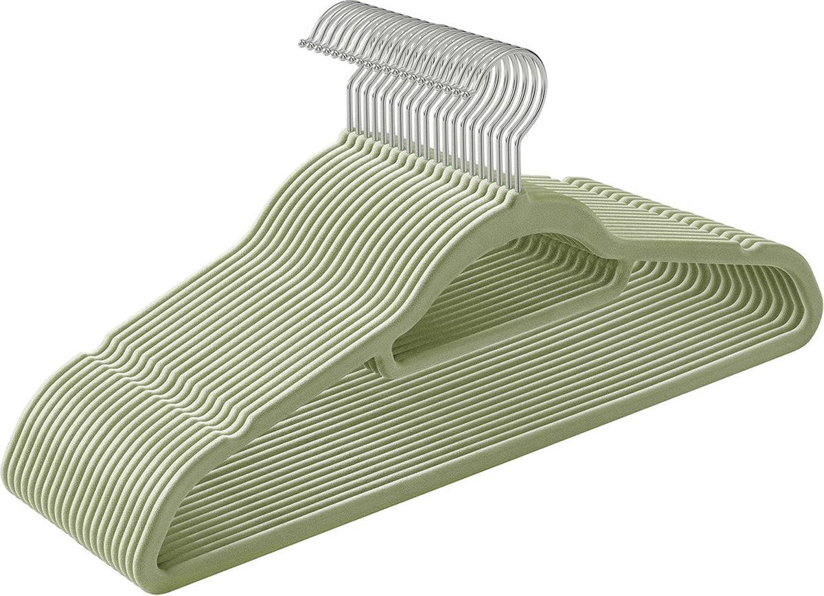 Kledinghangers - Set van 20 - Fluwelen hangers - lichtgroen