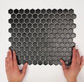 The Mosaic Factory Barcelona Hexagon - Wandtegels - Mozaïektegel - 26x30x0.3cm - Zwart Mat - 0.78m²/10 Stuks