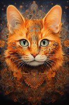 Kattenposter | Sfeerposter | Poster Poes | Dierenposter | Poezenposter | Mandala Poster | 51x71cm | Woondecoratie | Muurposter | CW | Geschikt om in te lijsten