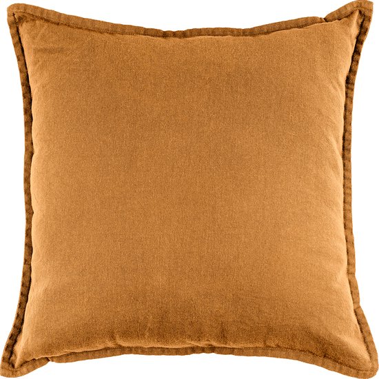 Mistral Home - Sierkussen stonewash - 45x45 cm - Avec fermeture éclair et coussin intérieur - Caramel