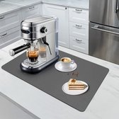 Vaatdroogmat, koffiezetapparaatmat, ondervloer (50 x 40 cm, antraciet) Absorberende droogmat met PU-leer voor keuken, gootsteen en badkamer, antislip en sneldrogend
