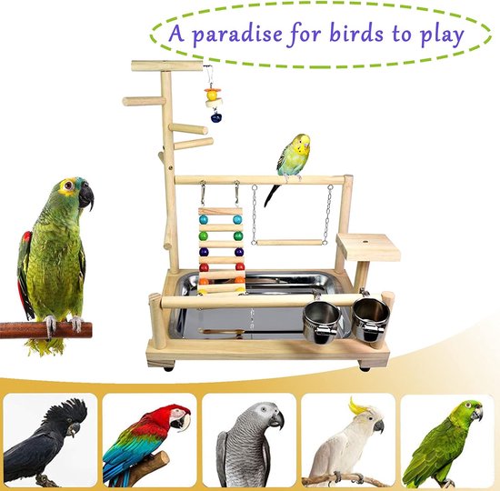 Papegaaien vogel houten speelstandaard, vogelkooi speeltuin speeltuin gym  parkiet box... | bol