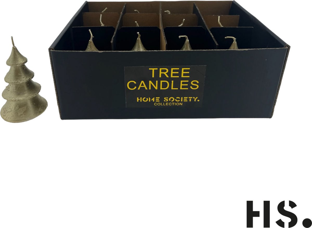 Home Society kerstboomkaars Layer - Goud - S - 10.5 x 6.5 x 6.5 cm doos 12 stuks