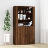 The Living Store Hoge Kast Bruineiken - Buffetkast 80x33x70cm - Wandgemonteerd - Duurzaam Materiaal