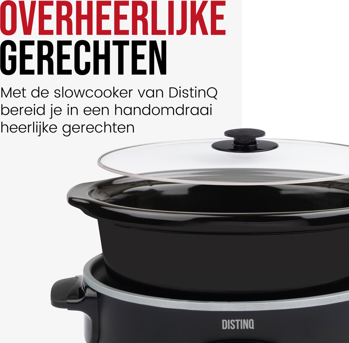 Afbeelding 2 van DistinQ Digitale Slowcooker 6 liter met Timer – Keramische binnenpan - Timerfunctie - Warmhoudfunctie