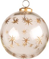 HAES DECO - Kerstbal - Formaat Ø 15x15 cm - Kleur Transparant - Materiaal Glas - Kerstversiering, Kerstdecoratie, Decoratie Hanger, Kerstboomversiering